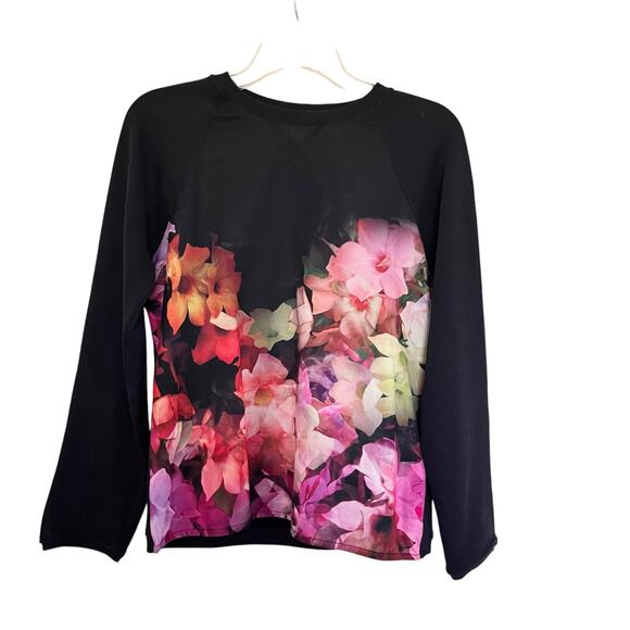Ted Baker London Lanie Cascading Flora Floral Print Black Crewneck Sweatshirt XS - Picture 3 of 10
